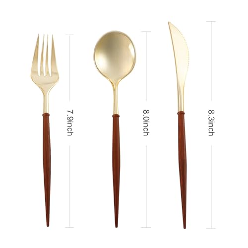 Elegant 90-Piece Gold Disposable Silverware Set for Weddings and Parties