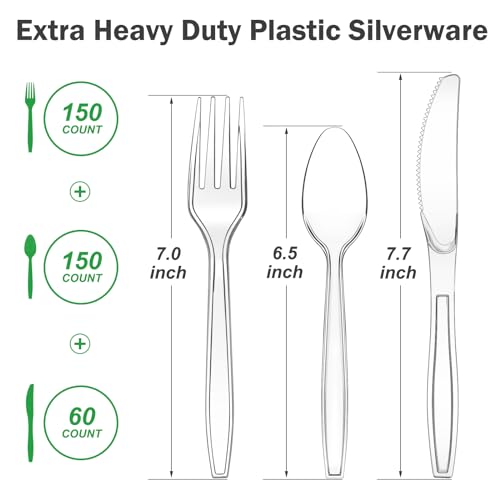 Durable BPA-Free Silverware Set - 360 Pieces, Clear Plastic, Disposable