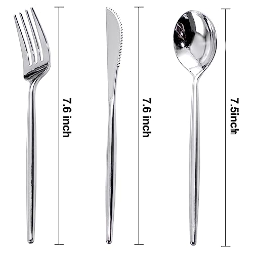 Heavy Duty Silver Plastic Utensils for Mother's Day Party (180 Pcs)