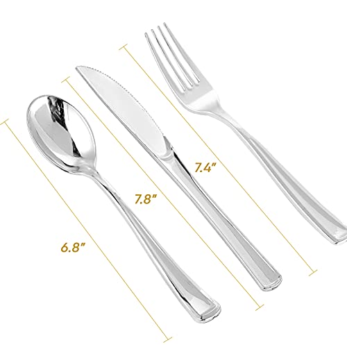 Silver Plastic Cutlery Set - 300 Pack for Catering, Parties & Events