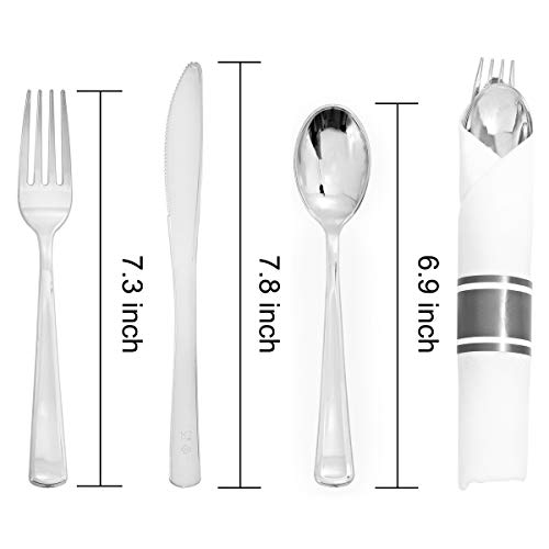 Stylish 60 Pack Silver Plastic Silverware for Weddings and Events