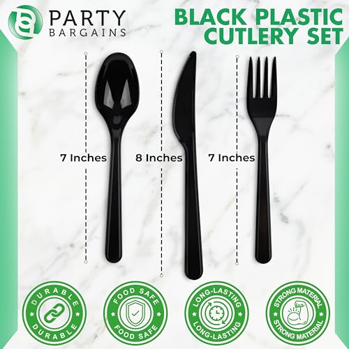 150 Forks, 100 Spoons, 50 Knives - Disposable Plastic Cutlery Set for Parties