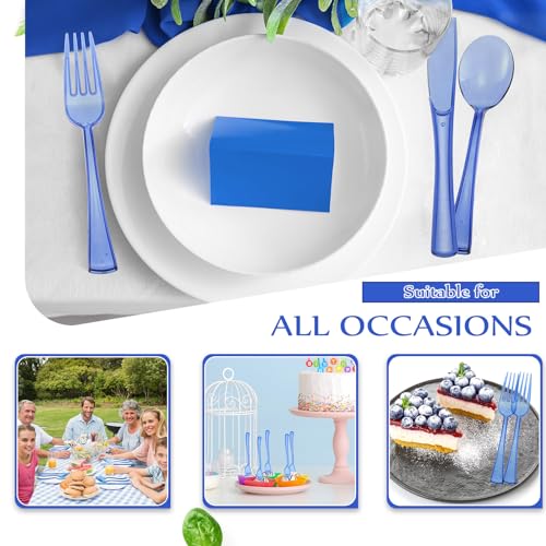Blue 150 Piece Disposable Plastic Cutlery Set