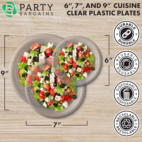 7 Inch Disposable Clear Plastic Plates (40 Pack) - Ideal for Parties and Microwave Use