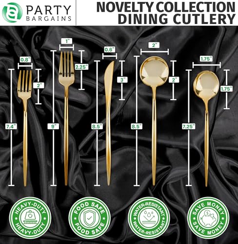 Gold 80-Piece Disposable Plastic Silverware Set, 32 Forks, 16 Knives, 32 Spoons
